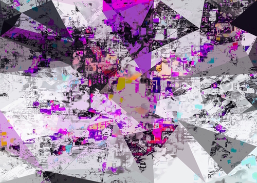 vintage psychedelic triangle polygon pattern abstract in purple pink yellow blue Mural by Timmy333