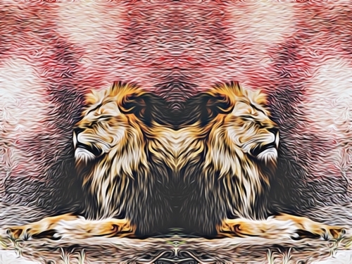 lions sleeping with red background Mural by Timmy333