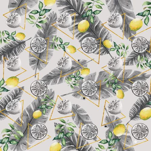 Pattern triangles with lemons Mural by mmartabc