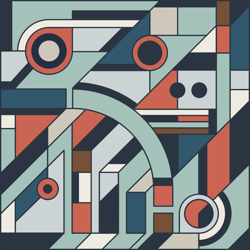 Abstract Geometric Artwork in Cubism Style, Sherwin Williams Colors Palette Mural by Divotomezove