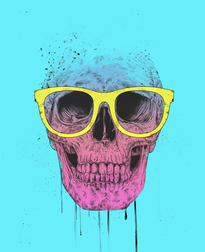 Pop art skull with glasses Mural by Balazs Solti
