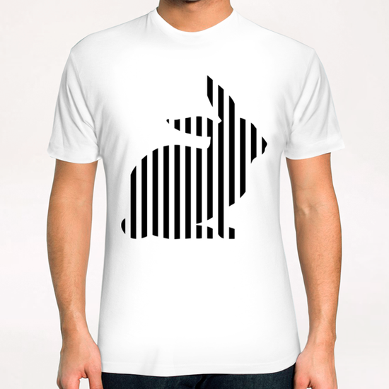 Rabbit Silhouette on Stripes T-Shirt by Divotomezove