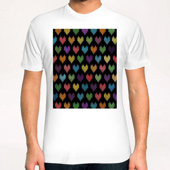 Colorful Knitted Hearts X 0.4 T-Shirt by Amir Faysal