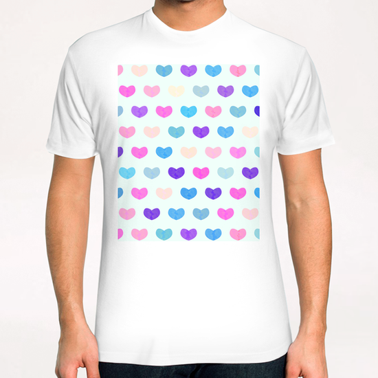 Cute Watercolor Hearts T-Shirt by Amir Faysal