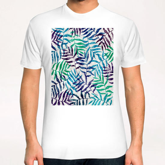 Watercolor Tropical Palm Leaves X 0.2 T-Shirt by Amir Faysal
