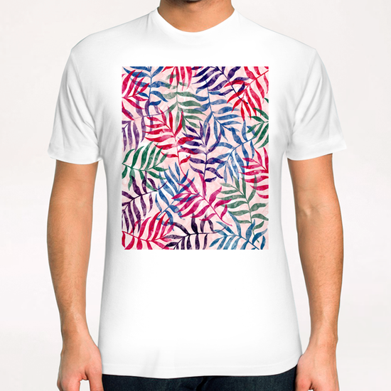 Watercolor Tropical Palm Leaves X 0.3 T-Shirt by Amir Faysal