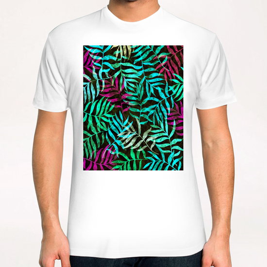 Watercolor Tropical Palm Leaves X 0.5 T-Shirt by Amir Faysal