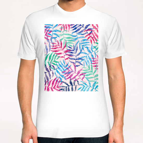 Watercolor Tropical Palm Leaves T-Shirt by Amir Faysal