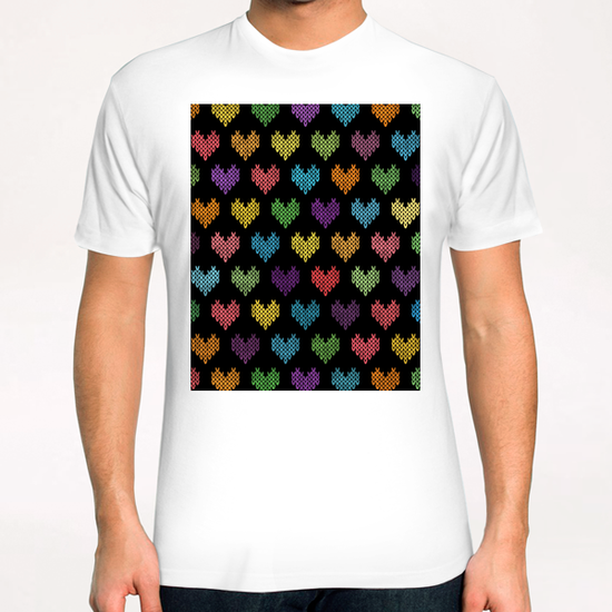 Colorful Knitted Hearts T-Shirt by Amir Faysal