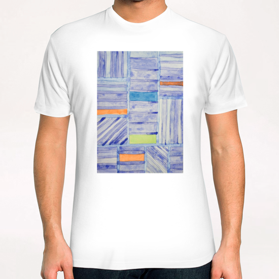 Blue Panel with Colorful Rectangles  T-Shirt by Heidi Capitaine