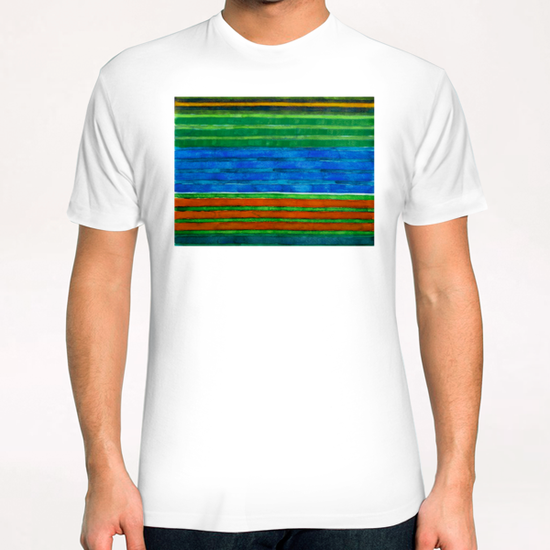 Horizontal Stripes In Red Blue Green T-Shirt by Heidi Capitaine