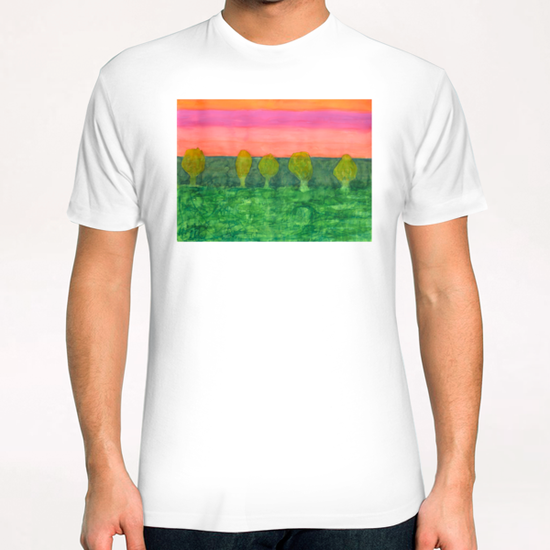 Trees, Green and Evening Sky T-Shirt by Heidi Capitaine