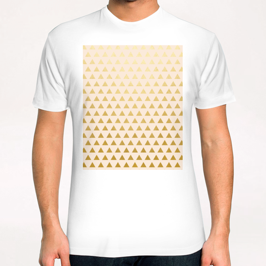 Blush + Gold Triangles T-Shirt by Uma Gokhale