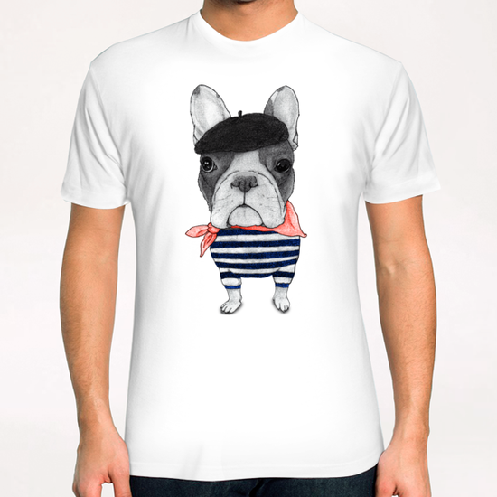 French Bulldog With Arc De Triomphe T-Shirt by Barruf