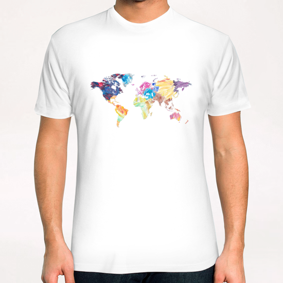 Abstract Colorful World Map T-Shirt by Art Design Works