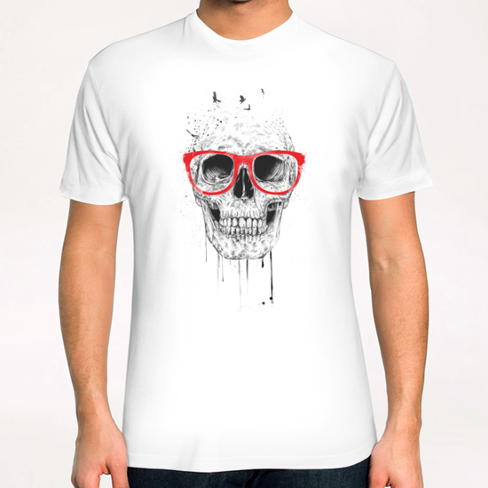 Skull with red glasses T-Shirt by Balazs Solti
